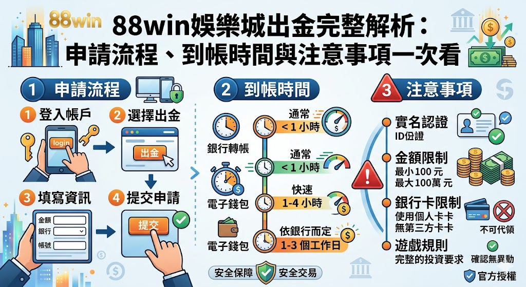 88win娛樂城出金完整解析：申請流程、到帳時間與注意事項一次看