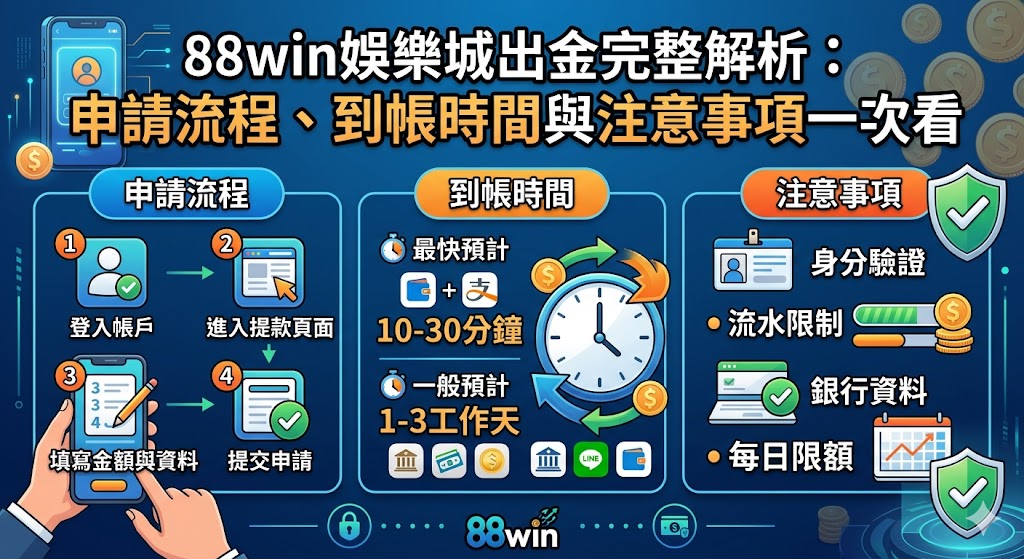 88win娛樂城出金完整解析：申請流程、到帳時間與注意事項一次看