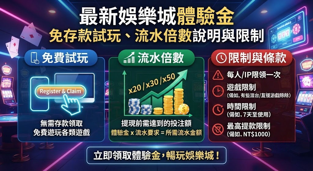 免存款試玩、流水倍數說明與限制