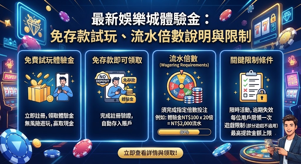 免存款試玩、流水倍數說明與限制 免存款試玩、流水倍數說明與限制
